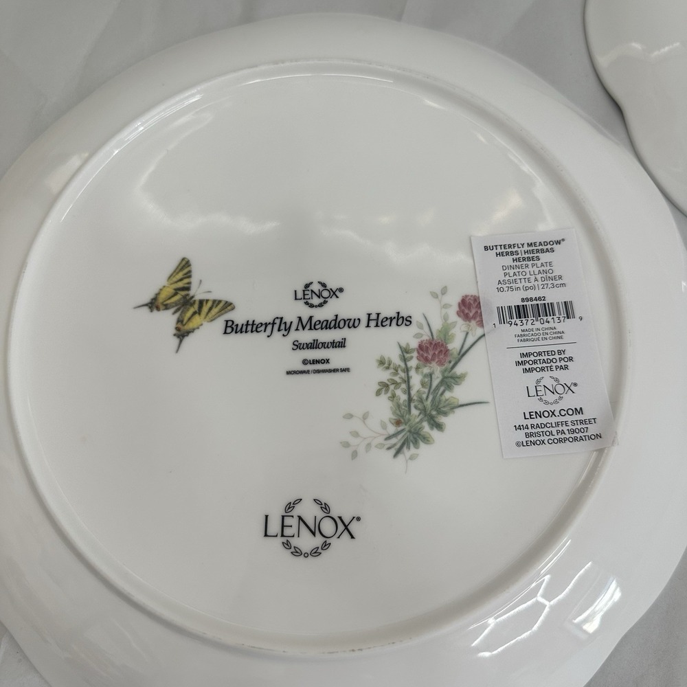 Set Of 2 LENOX Butterfly Meadow Herbs Dinner Plate 10.75" Matching Set Yellow - Picture 7 of 8